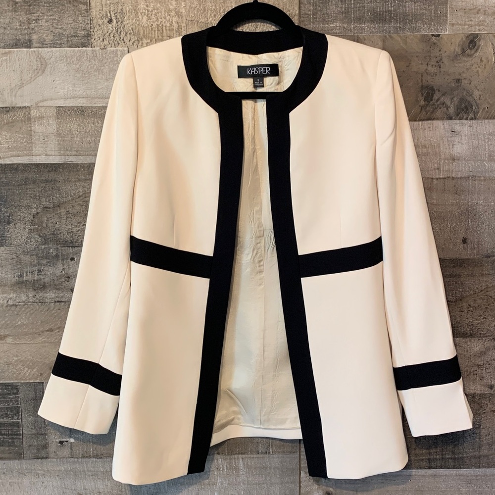 Kasper Open Blazer with black trim Size 8 - Picture 14 of 16